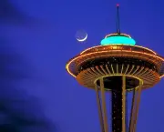 Seattle Space needle and moon