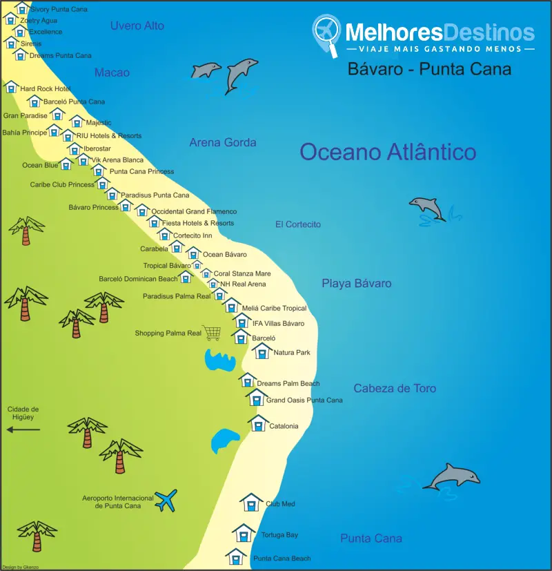 Mapa das Praias - Bávaro (Punta Cana)